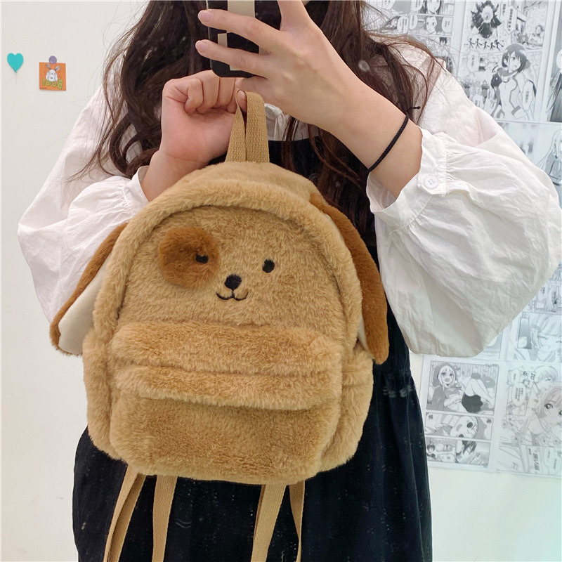 New Puppy Plush Toy Doll Cute Cartoon Soft Cute Backpack Large Capacity Plush Backpack for Women