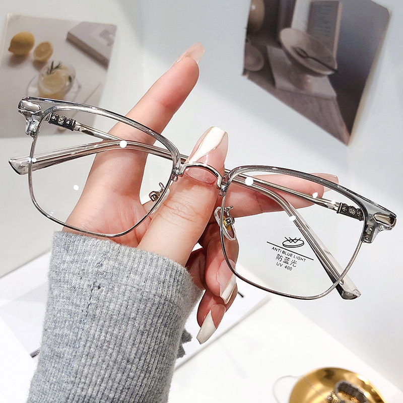 New Metal Half Frame HD Anti-Blue Ray Reading Glasses Business Men Presbyopic Glasses Elderly Reading Reading Glasses