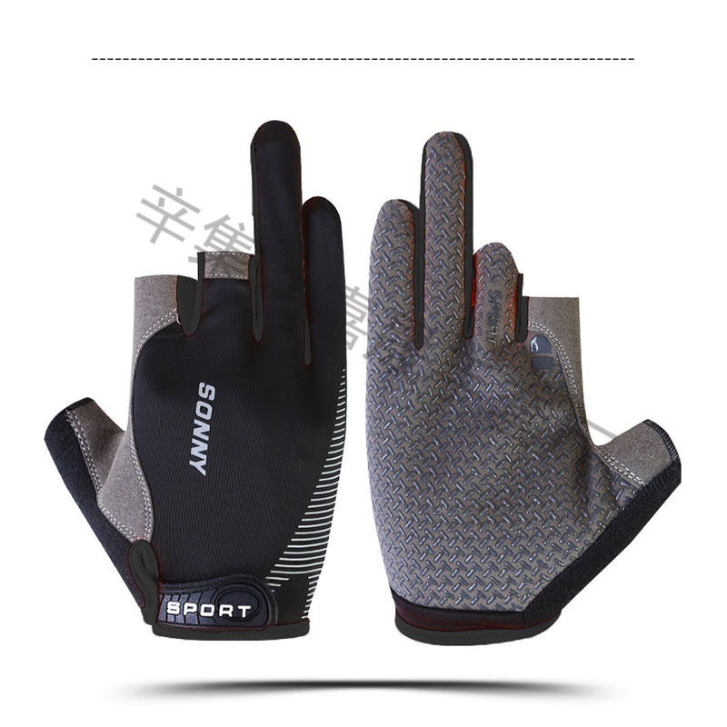 钓鱼手套男春冬季露三指半指户外运动健身保暖手套现货