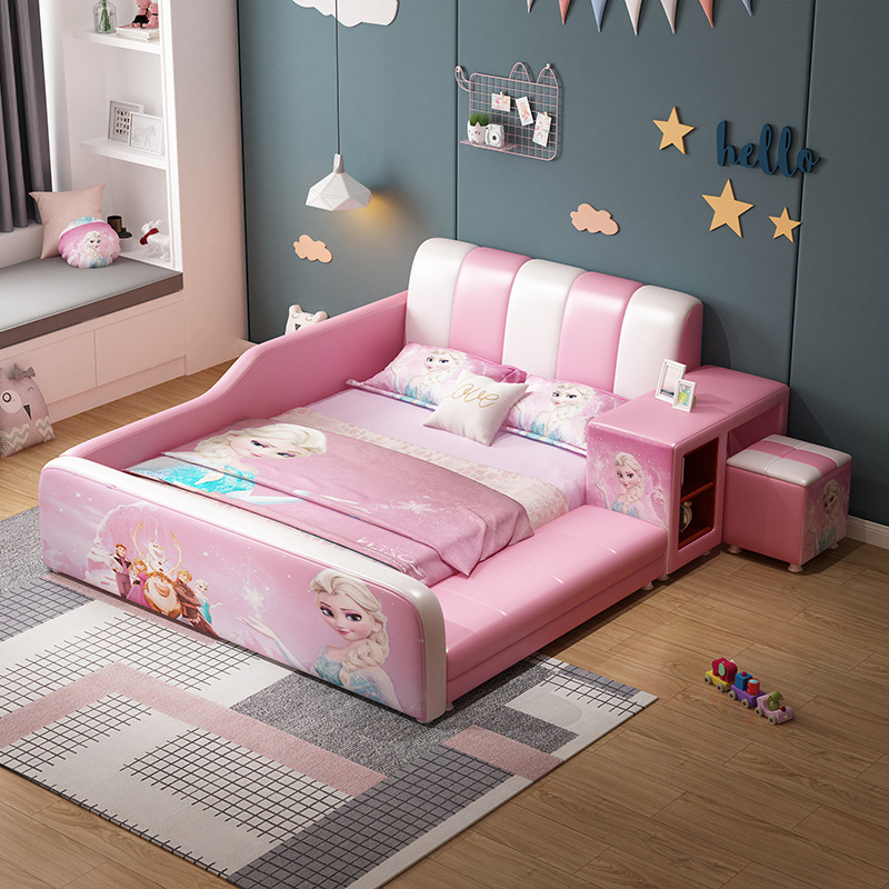 儿童床女孩床公主床少女梦幻城堡单人床带护栏榻榻米儿童房小孩床