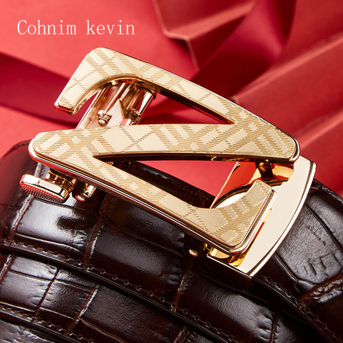 dante丹迪男士皮带麋鹿头鳄鱼纹牛皮腰带日韩版批发跨境外贸皮带