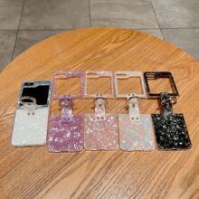 适用彩色贝壳纹galaxy zflip7/6/4手机壳三星5代折叠保护套指环扣
