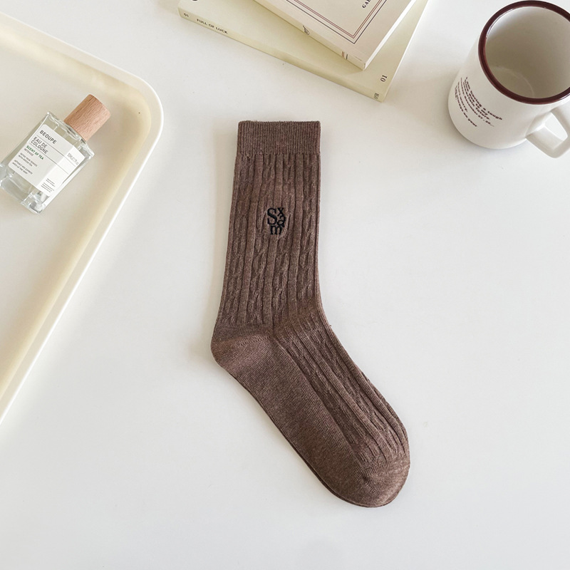 Suxinaimin Socks Autumn Women's Ins Trendy Maillard Twist Tube Socks Cotton Socks Autumn and Winter Zhuji Bunching Socks