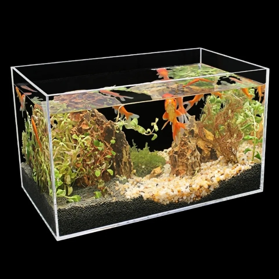 亚克力水族箱鱼缸长方形客厅办公室小型桌面创意裸缸超白金-阿里巴巴