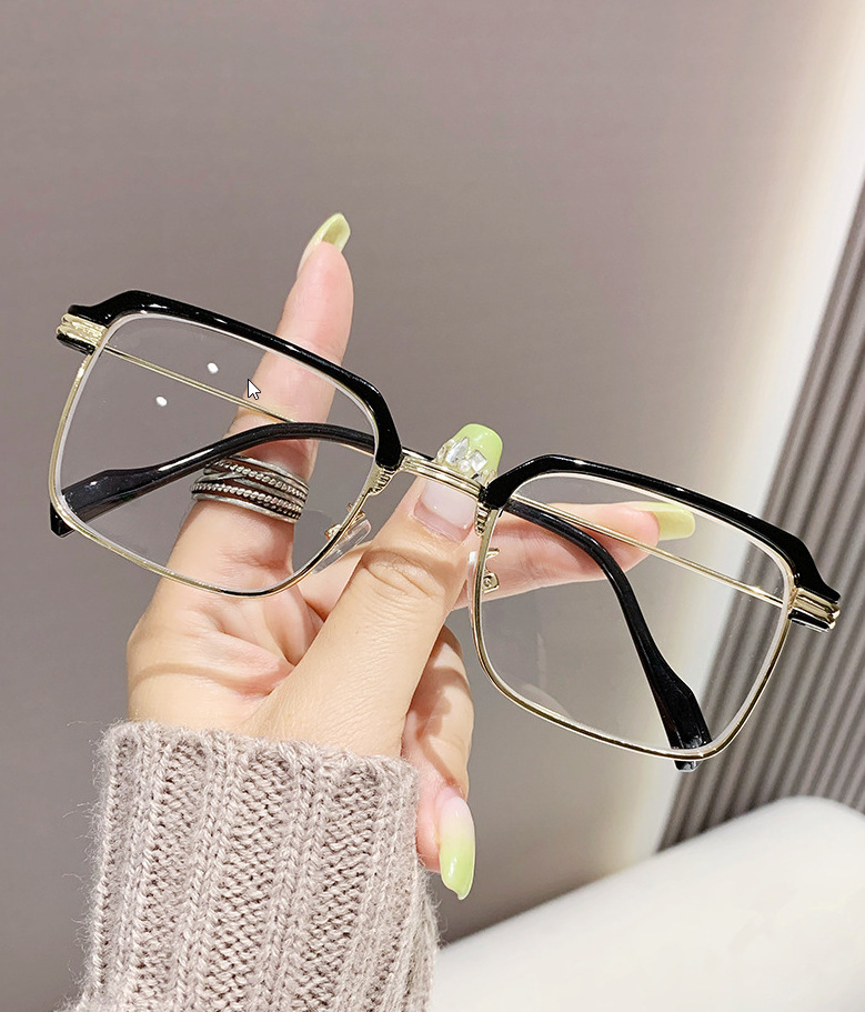 Anti Blue-Ray Myopia Glasses New High-Profile Figure Eyebrow Men's Hd Myopia Glasses Semi-Rimless Glasses Frame Myopia Finished Product