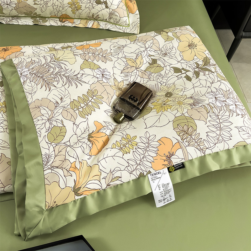 Summer Live Broadcast Hot Sale Washed Silk Airable Cover Four-Piece Set Summer Quilt Four-Piece Set Thin Double Summer Quilt