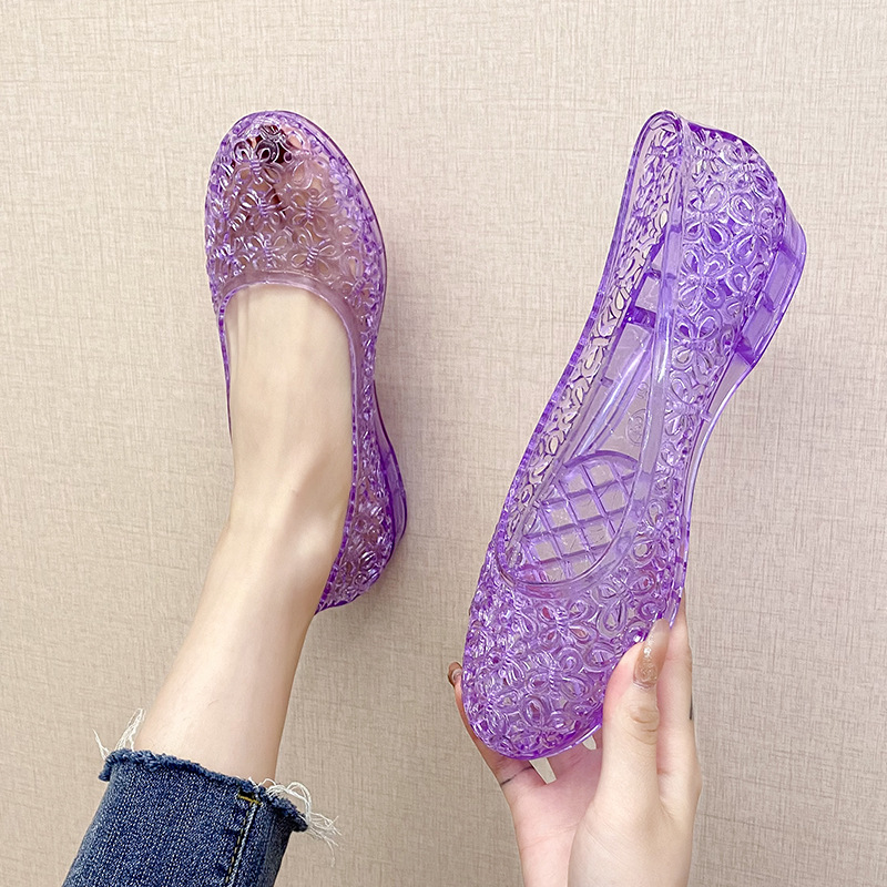 塑料凉鞋女式工作鞋90后复古老年人妈妈80年代镂空软平底护士凉鞋