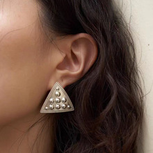 三角铆钉耳环几何时尚简约复古耳饰三角厂家批发定制时髦耳环女