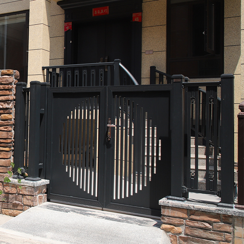 新中式铝合金别墅大门 轻奢自建房入户大门 电动庭院铝艺大门