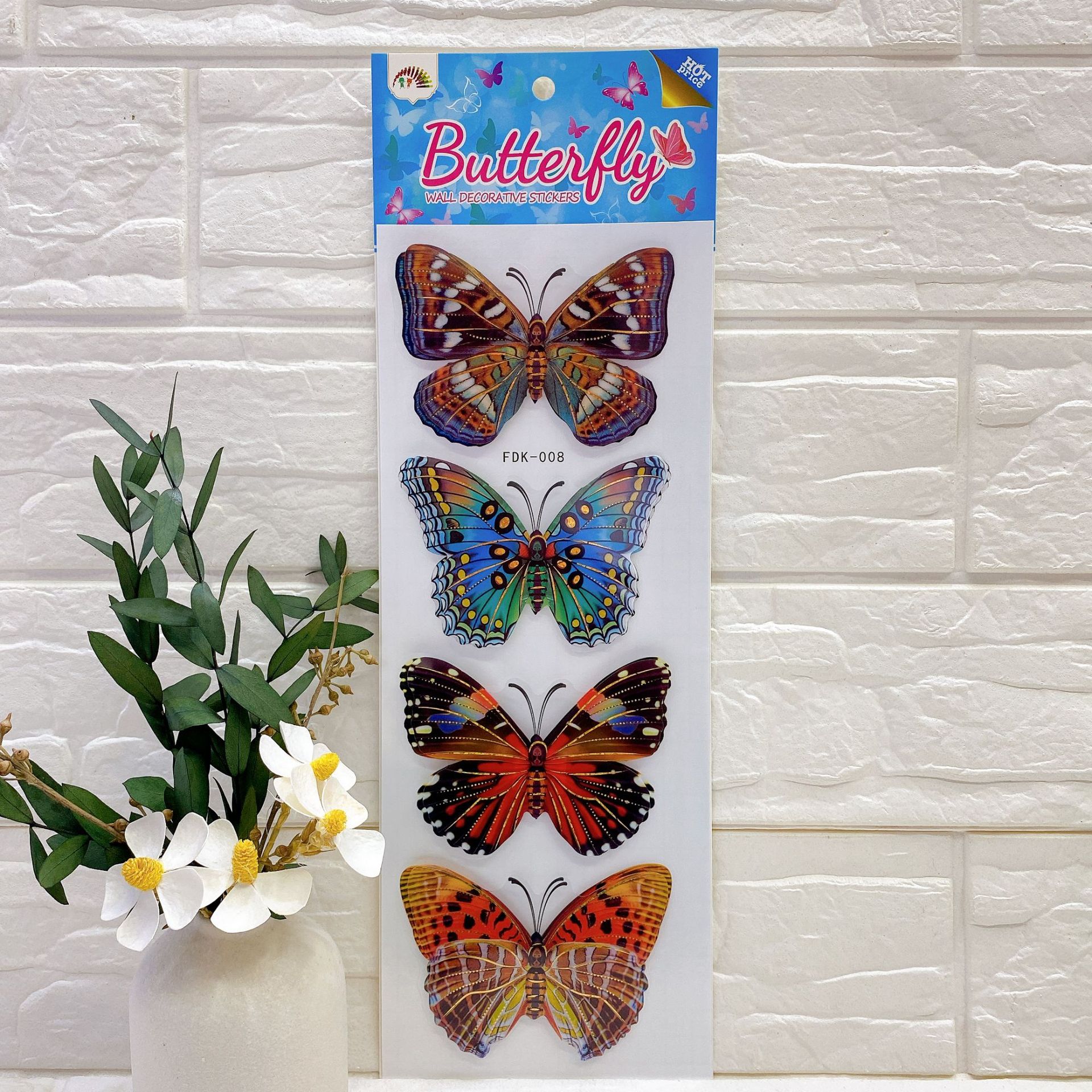 Gilding Four Butterflies Three-Dimensional Stickers Living Room Bedroom Wall Home Decoration Wall Stickers 3D Three-Dimensional Handmade Layer Wall