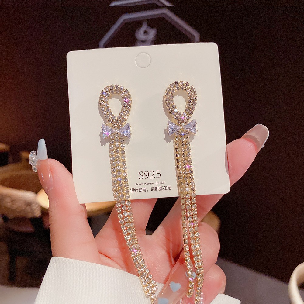 Sterling Silver Needle Light Luxury Korean Style Tassel Earrings High-Grade Ins Style Personalized and Temperamental Stud Earrings Pearl Earrings Wholesale