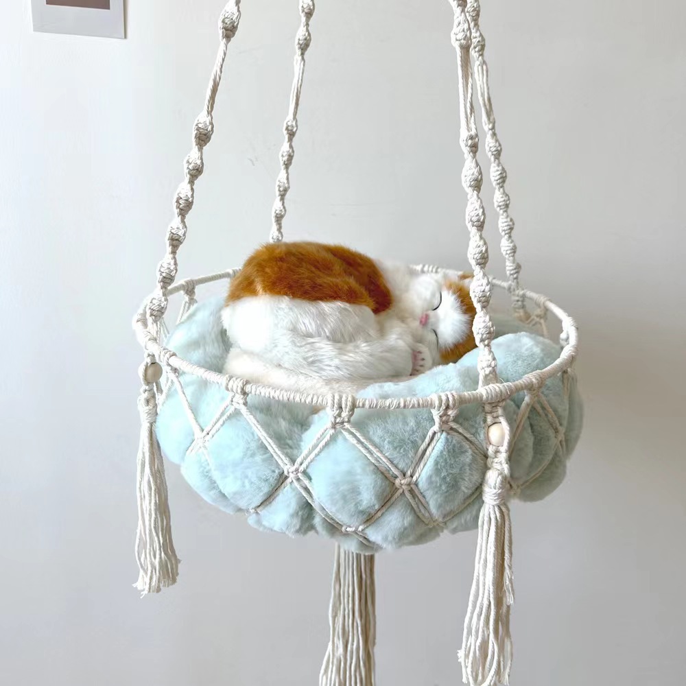 Amazon Cross-Border Hot Sale Hand-Woven Cotton String Cat Hammock Pet Glider Cat Hammock Cat Nest Net