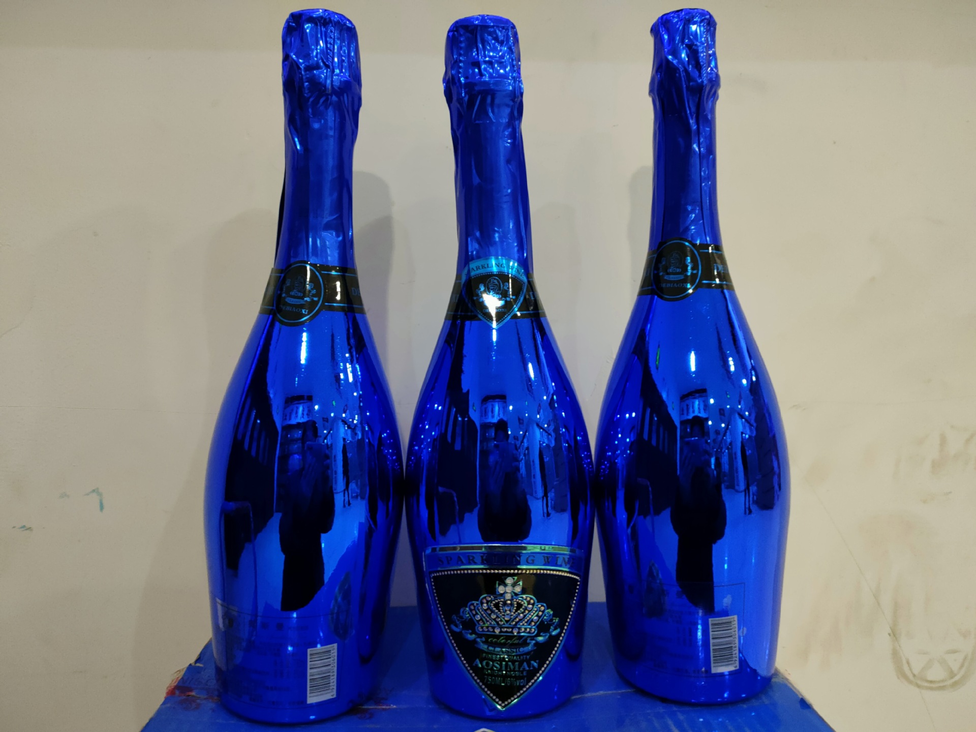 奥斯曼起泡酒配制葡萄酒6瓶*750ml酒吧ktv果酒洋酒酒水蓝色6度