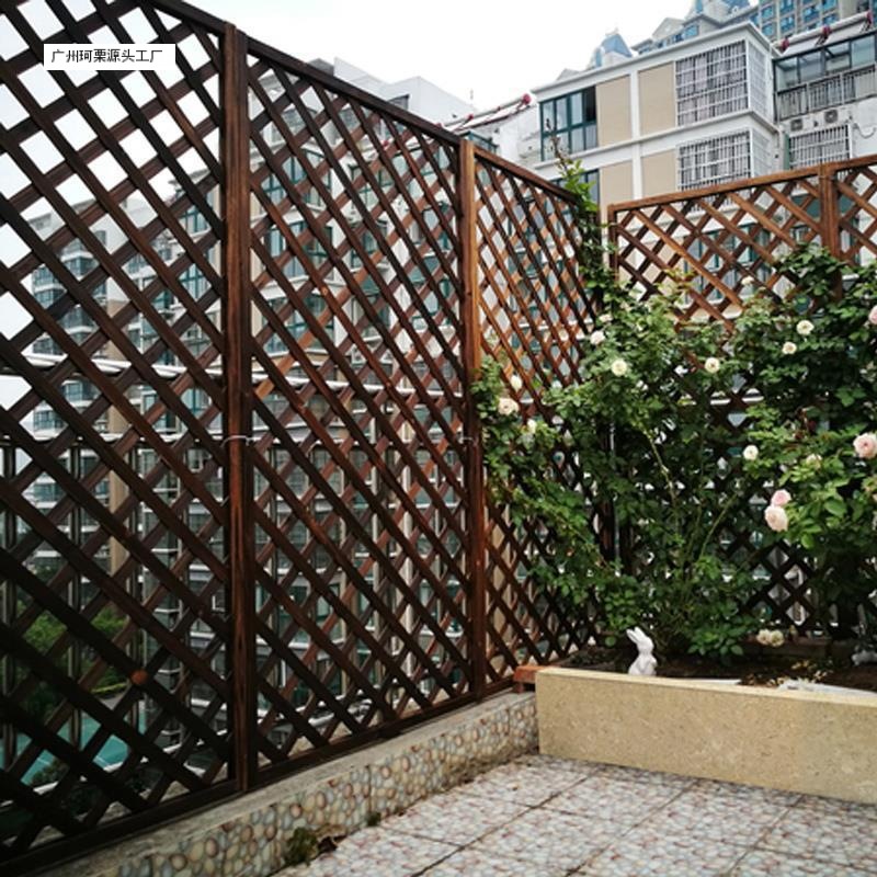 木网格网片防腐木栅栏围栏庭院木篱笆花园爬藤架花架屏风户外碳化