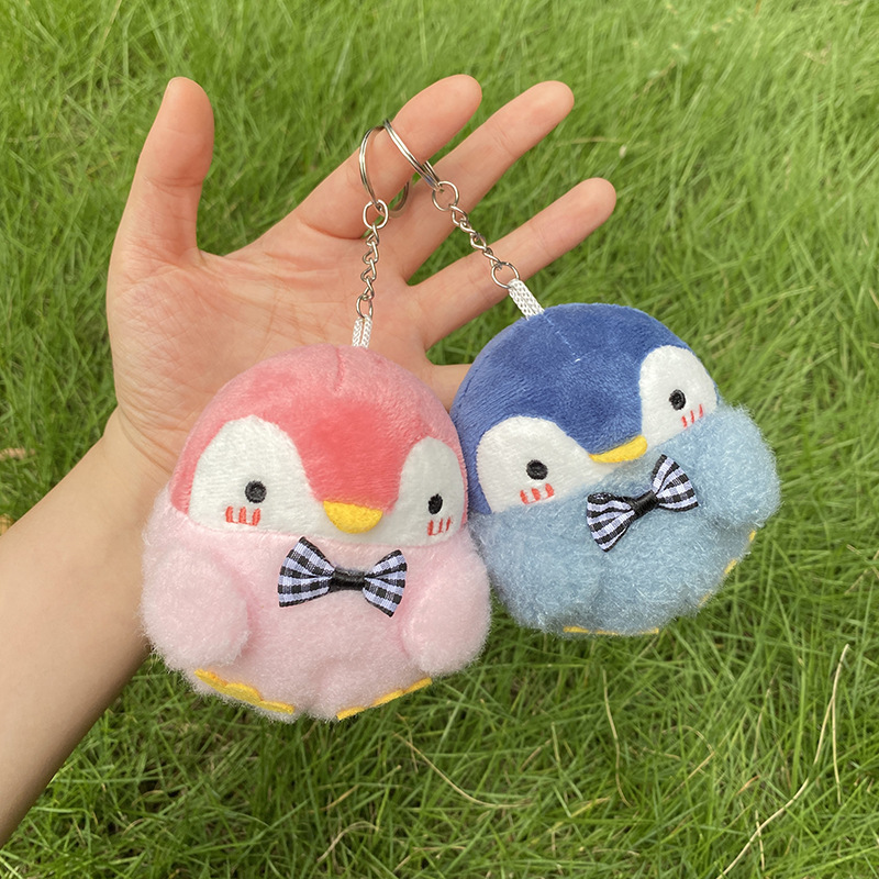 卡通可爱害羞领结企鹅挂件背包钥匙扣毛绒玩偶挂饰抓娃娃机礼品