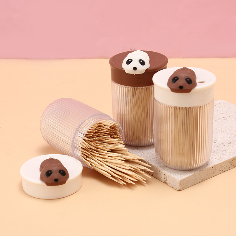 Boxed Double-Headed Disposable Toothpick Oral Cleaning Care Tooth Seam Cleaning Cute Bear Toothpick Box Factory Wholesale