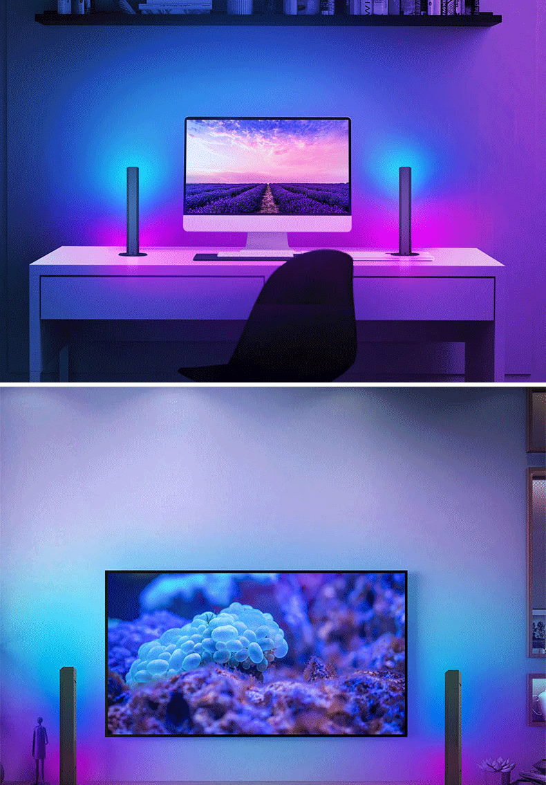 新款led桌面幻彩电视游戏氛围灯拾音音乐rgb气氛灯电脑背景装饰灯