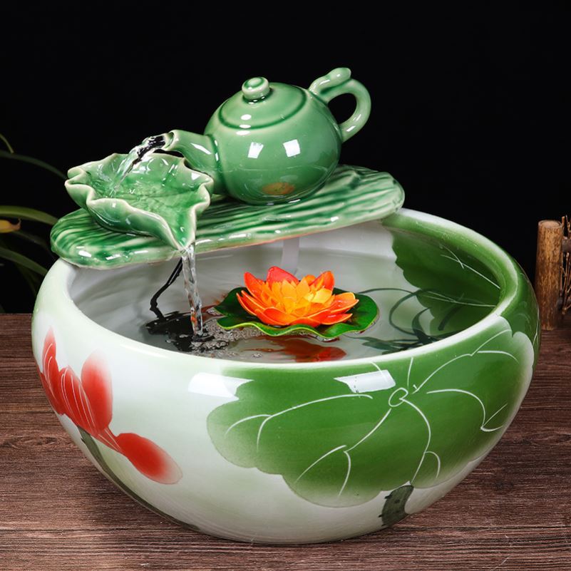 迷你小鱼缸自循环家庭创意家用办公桌上的桌面流水盆一体式带氧气