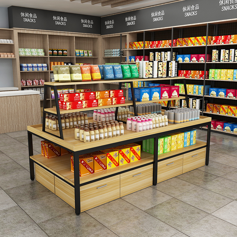 超市流水台化妆品展示柜服装店鞋店展示台中岛柜母婴店货架带抽屉