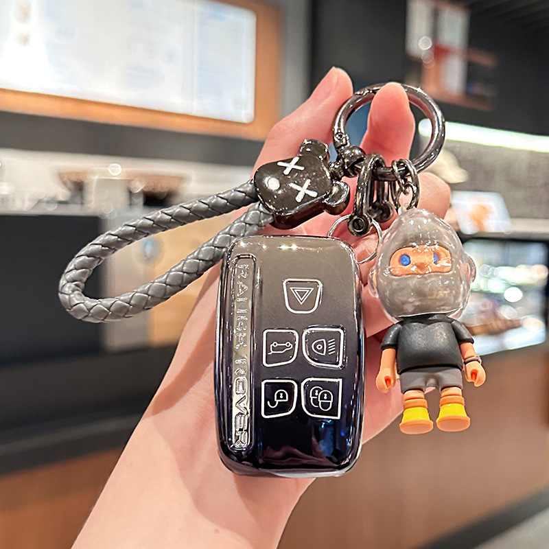 适用路虎揽胜钥匙套渐变蓝极光l卫士110高档发现5全包tpu保护壳扣