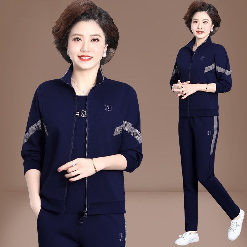 妈妈秋装40岁50中老年运动服套装女春秋中年人时尚洋气大码三件套