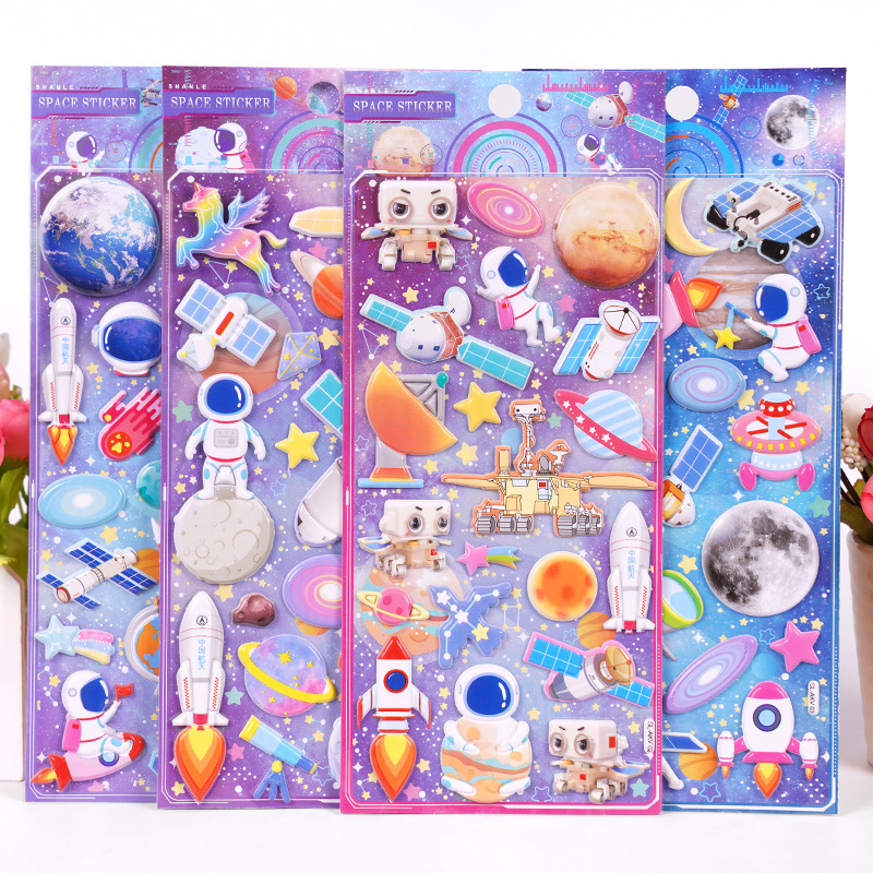 AKV Outer Space Astronauts Cartoon Stickers Children's Room Kindergarten Wall Decoration Sticker Starry Sky Theme Stickers