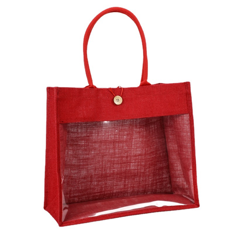 Burlap Handbag Jute Shopping Bag Color Sack Fashion Window Portable Shopping Bag Wholesale