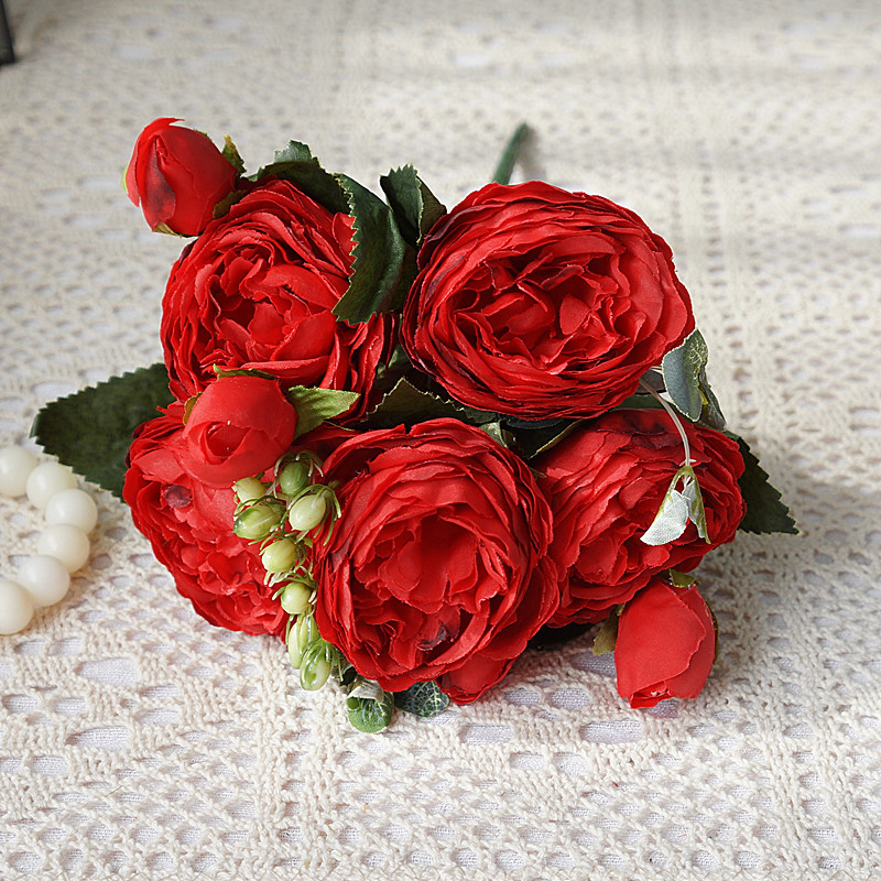 5头菲丽波斯玫瑰 韩式 仿真花假花 家居婚礼摄影手工花束