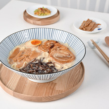 西海波佐见烧日本进口蓝绘系列碗盘两用特大号广口大碗大汤碗面碗