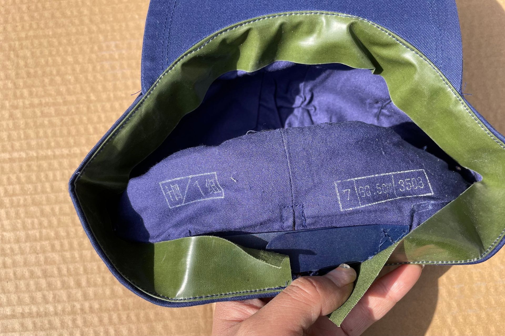 批发87作训帽子 正品老货库存05工作解放帽蓝绿的确良平顶作训帽