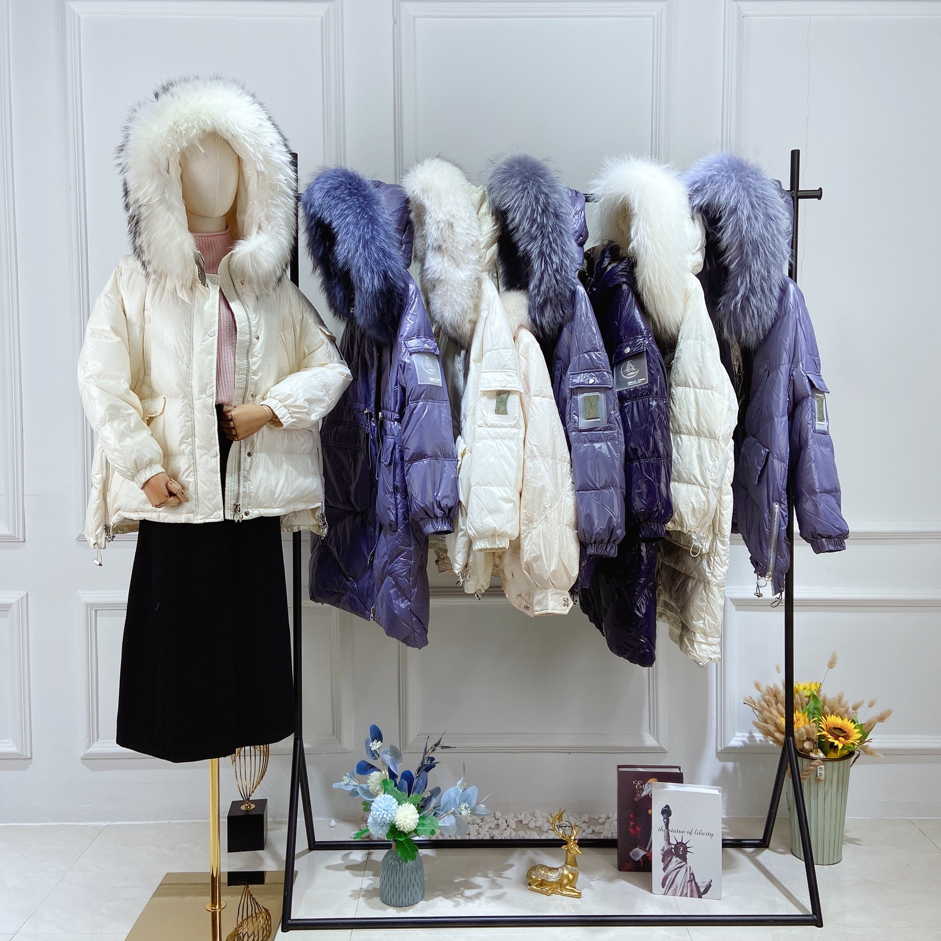 歌曼莉20秋冬新款百分百羊毛水波纹双面尼大衣女品牌折扣女装尾货