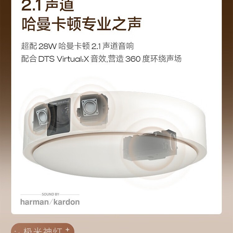 极米神灯 卧室吸顶灯投影仪家用 哈曼卡顿音响 莱茵低蓝光-阿里巴巴
