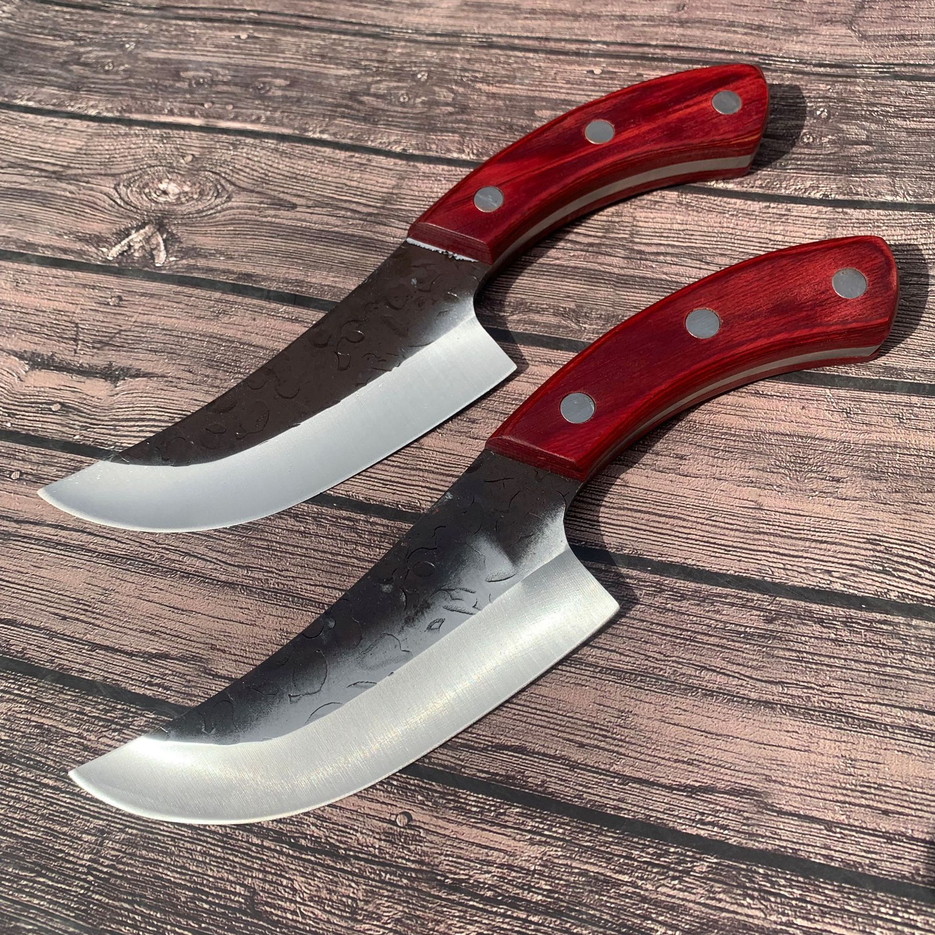 锤纹锻打途霸小弯刀 割肉刀 分割刀 剔骨刀 杀鱼刀