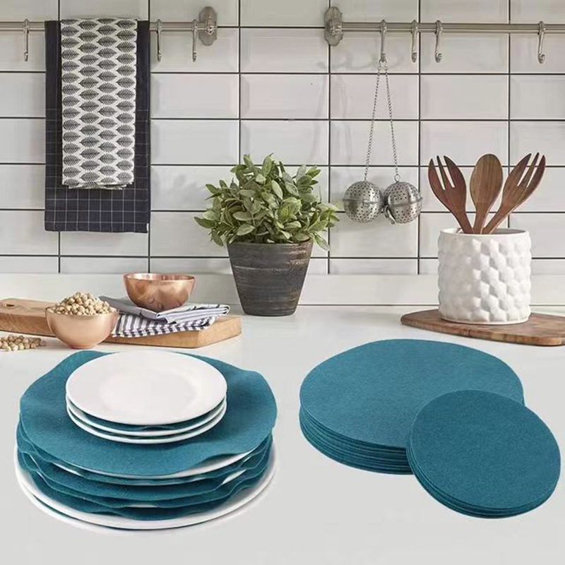 Amazon round Felt Pad Pan Plate Bowl Dish Partition Mat Tableware Non-Slip Protective Pad Ceramic Kitchen Mat