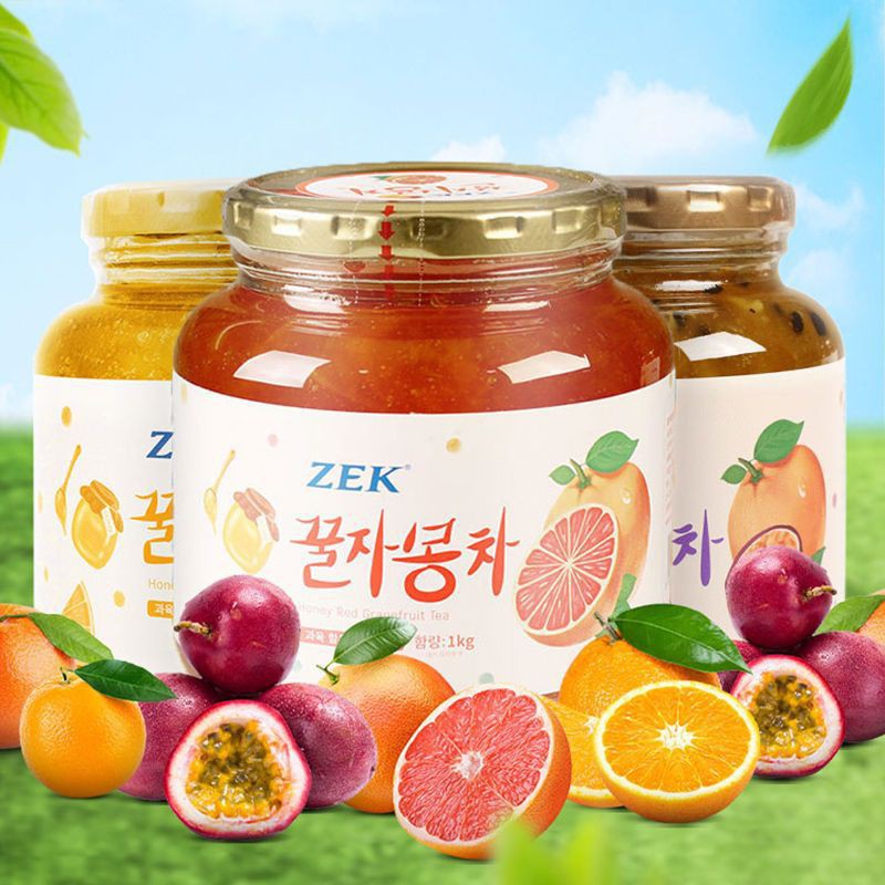 包邮批发韩国进口冲饮zek蜂蜜柚子茶1000克百香果红柚蜂蜜柚子