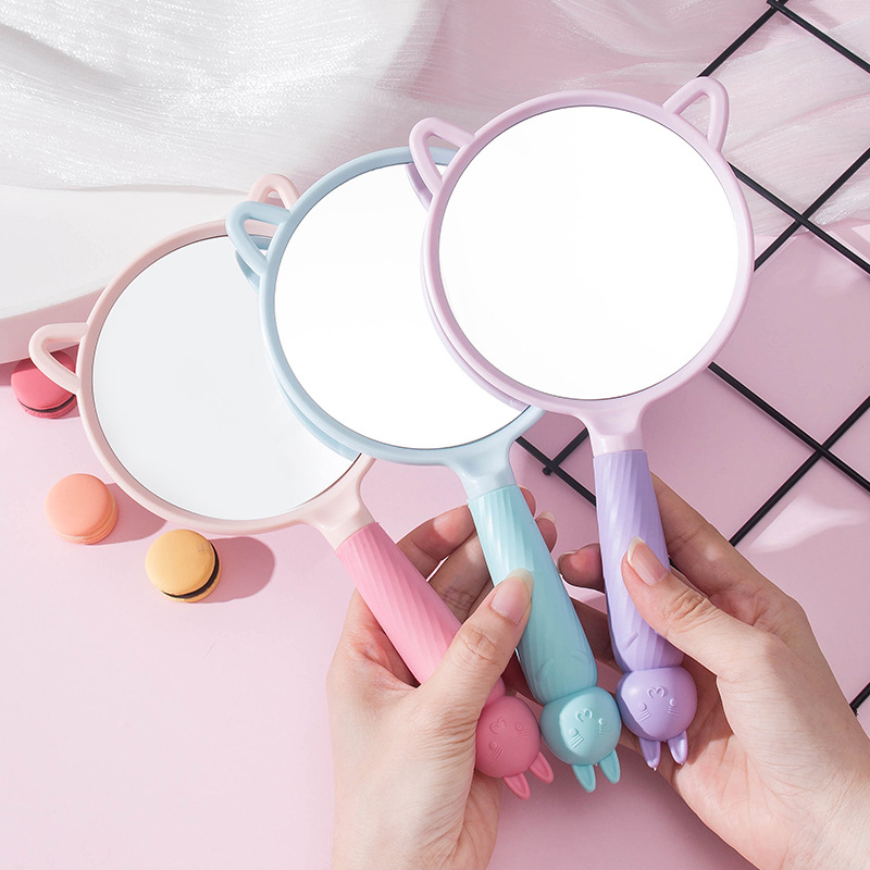 Original Bunny Dormitory Mirror Diy Handmade Hd Hand-Hold Mirror Desktop Handheld Dressing Mirror Plastic