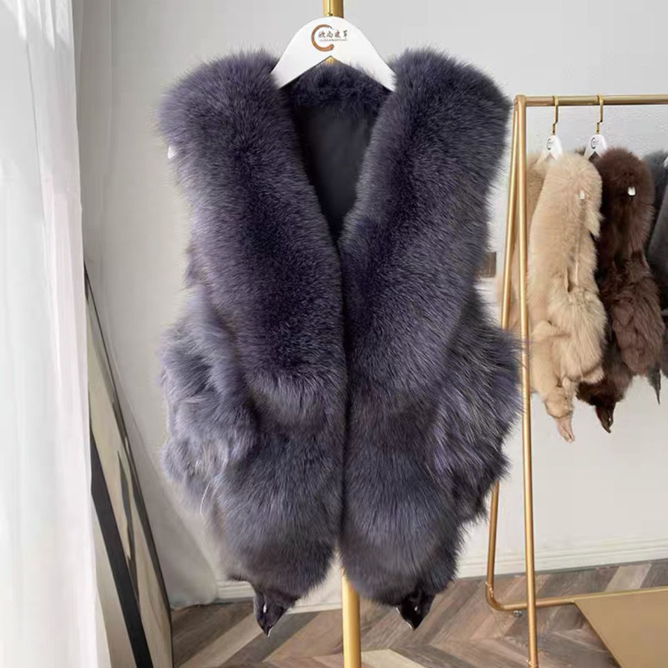 新款狐狸毛马甲女短款海宁皮草秋冬坎肩背心真毛年轻皮草外套低价