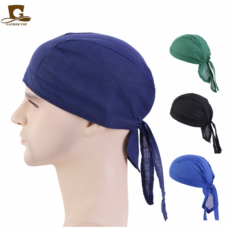 全棉纯色海盗帽 绑带头巾帽 男女嘻哈包头帽 jdd-09a