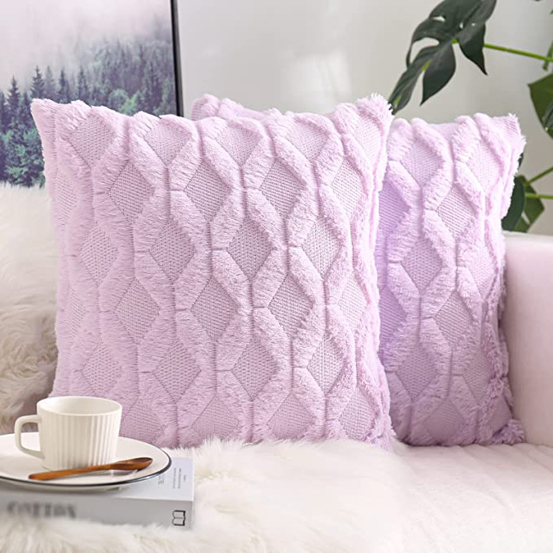 Amazon Quilted Couch Pillow Bedside Throw Pillowcase Ins Velvet Pillow Cover Plush Cushion Automotive Waist Cushion