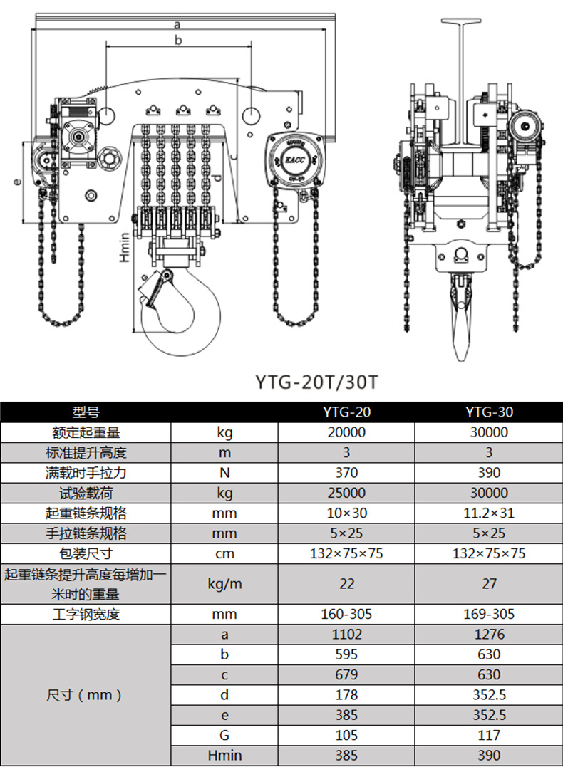 凯路德组合手拉葫芦低净空葫芦倒链手动葫芦组合式一体式单轨跑车