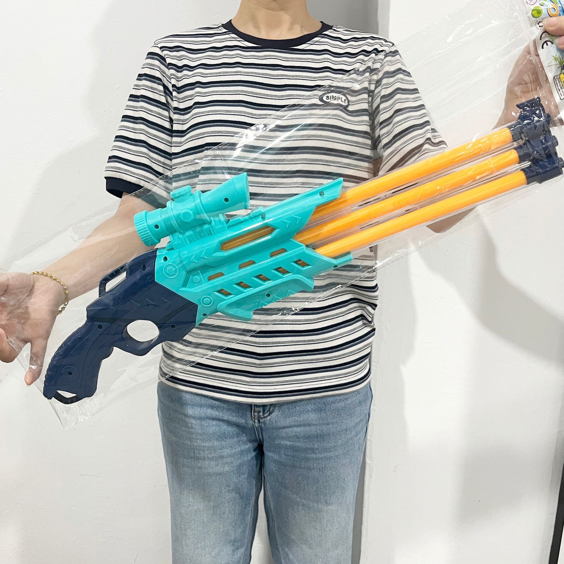 三管抽拉式水枪儿童玩具大号喷水枪批发呲小水炮漂流沙滩水上乐园