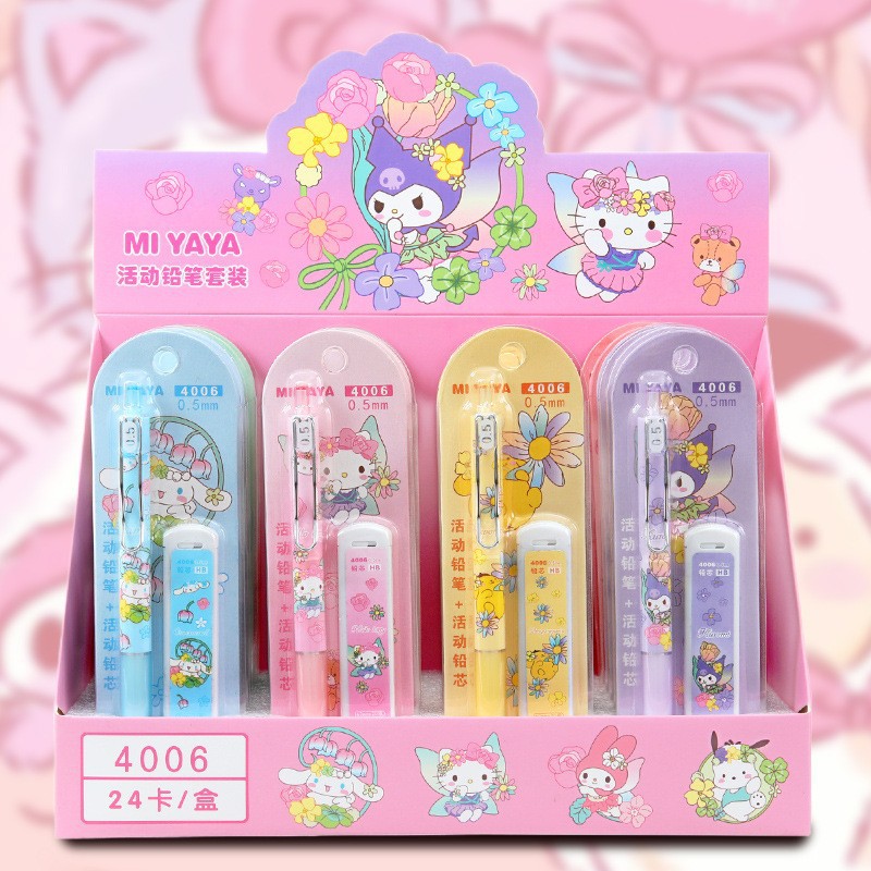 New Mermaid Elf Propelling Pencil 0.5 Set Cartoon Metal Pen Clip Propelling Pencil Student Stationery