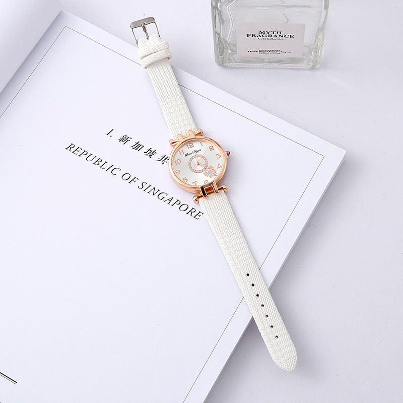 Fashion New Women's Butterfly Diamond-Embedded Watch Student Woven Strap Small Watch Small Fresh Quartz Watch