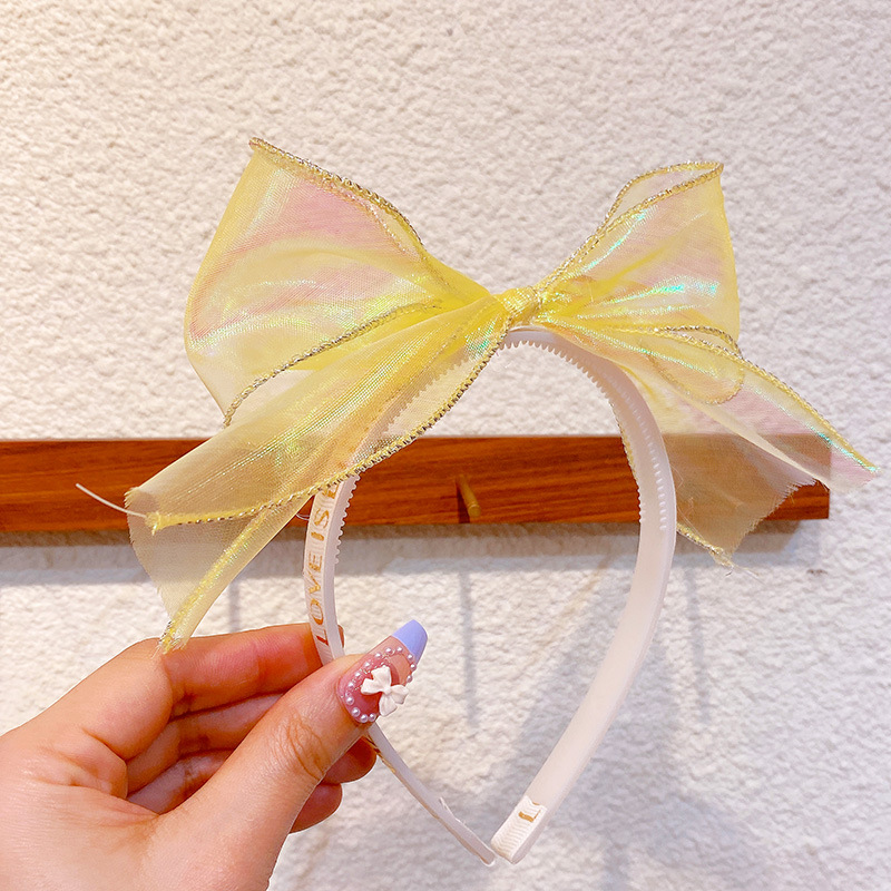 hd4291a03 韩国公主人鱼镭射网纱蝴蝶结带齿压发箍儿童头箍发卡