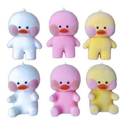 植绒裸鸭网红玻尿酸鸭公仔小黄鸭子汽车内包包挂件装