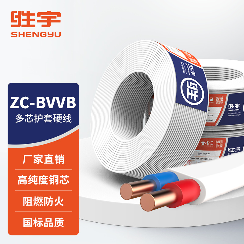 阻燃BVVB 2*1护套扁平平行线 2芯1.5 2.5 4 6平方 聚氯乙烯绝缘