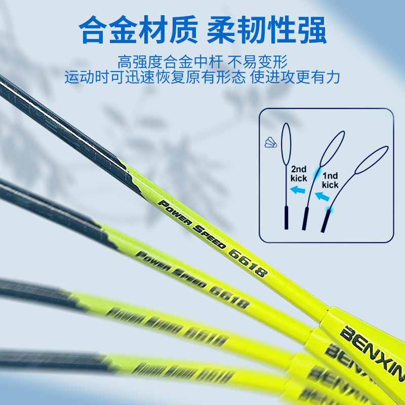 Professional Ultra-Light Badminton Racket Adult Aluminum Alloy Integrated Resistant Double Racket Adult Men and Women Attack Training Set