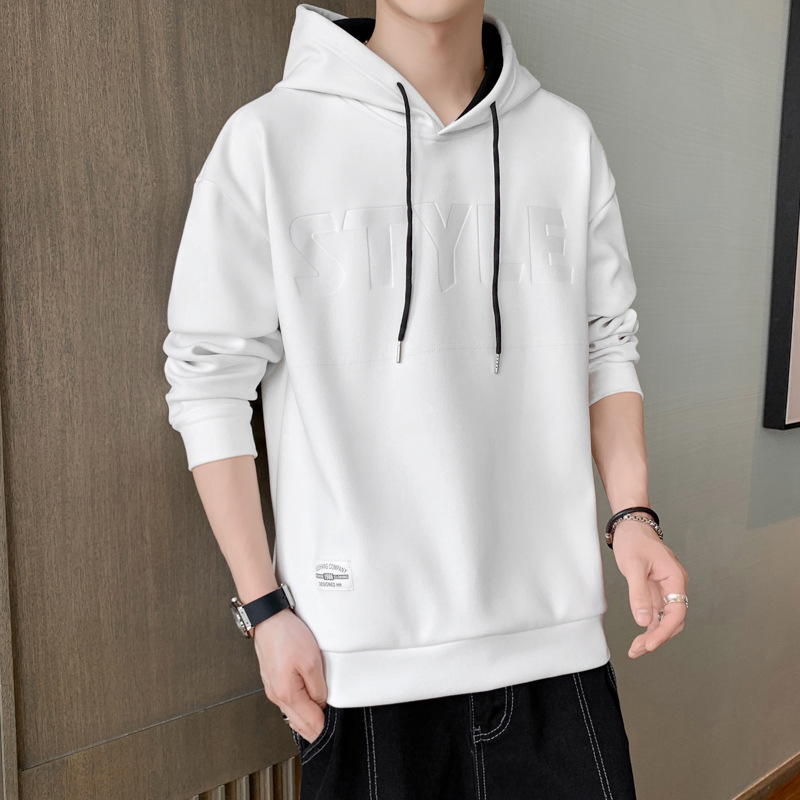 New Spring and Autumn Dralon Men's Sweater Korean Style Fashion Brand Hooded Long-Sleeved T-shirt Loose Inner Wear Top Clothes Men's Clothing