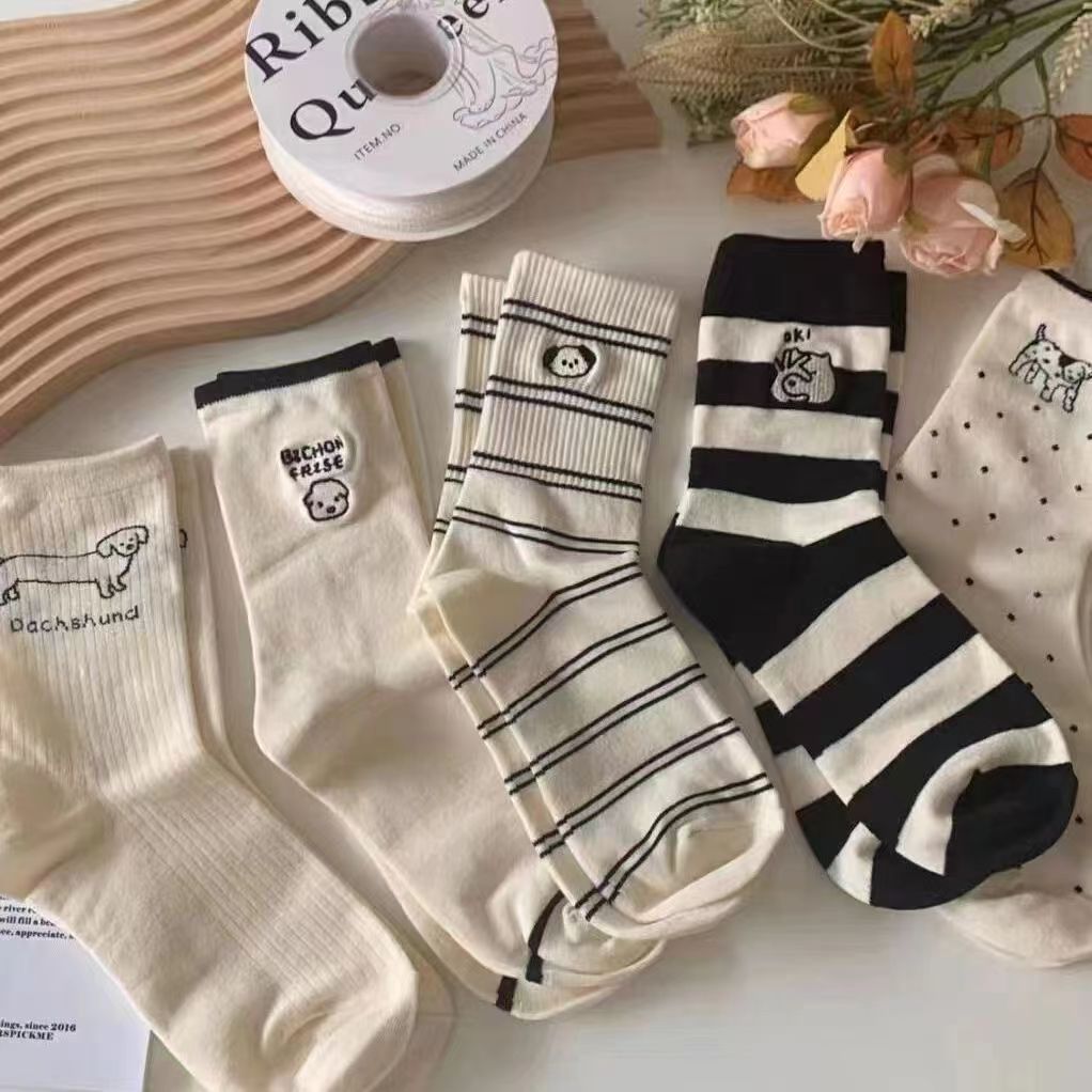 袜子女春夏季潮流学院风网红款腊肠狗中筒袜ins潮运动百搭学生袜
