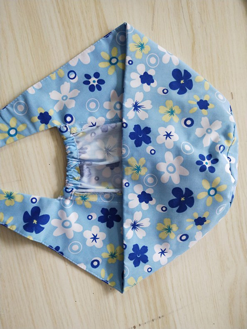 手术帽纯棉葫芦帽绑带可调节护士花帽厨房女外科医生帽亚马逊外贸